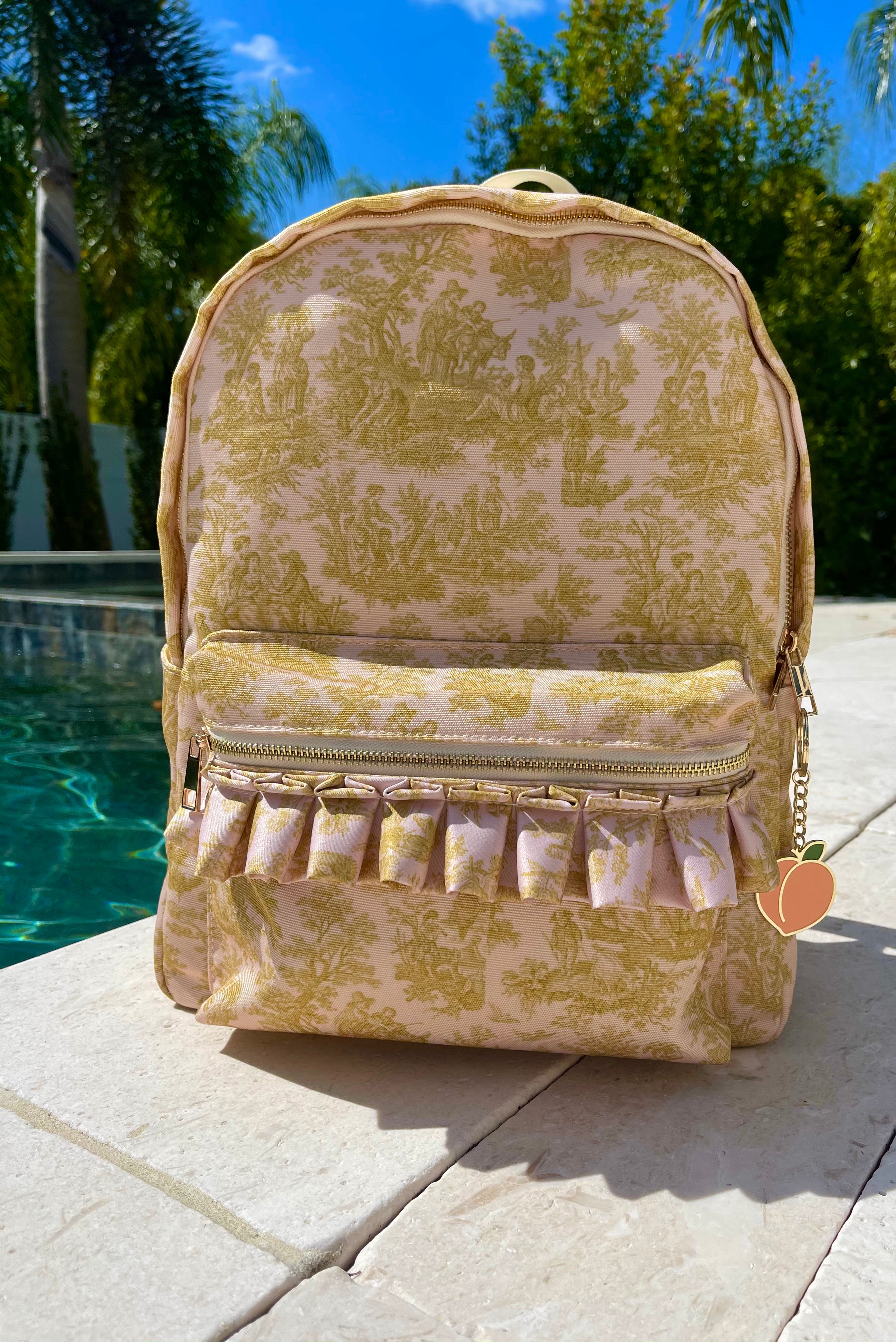 Sofia Ruffled Toile Backpack