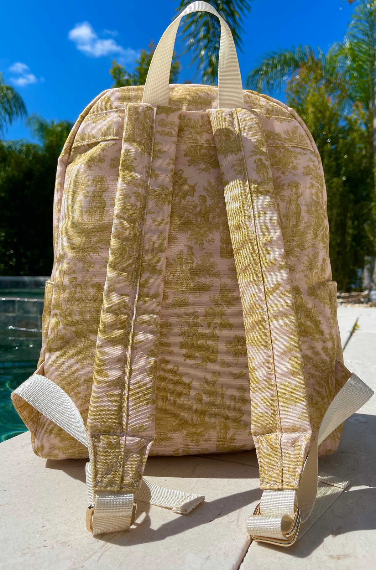 Striped woven raffia la Prima bag with webbing shoulder strap