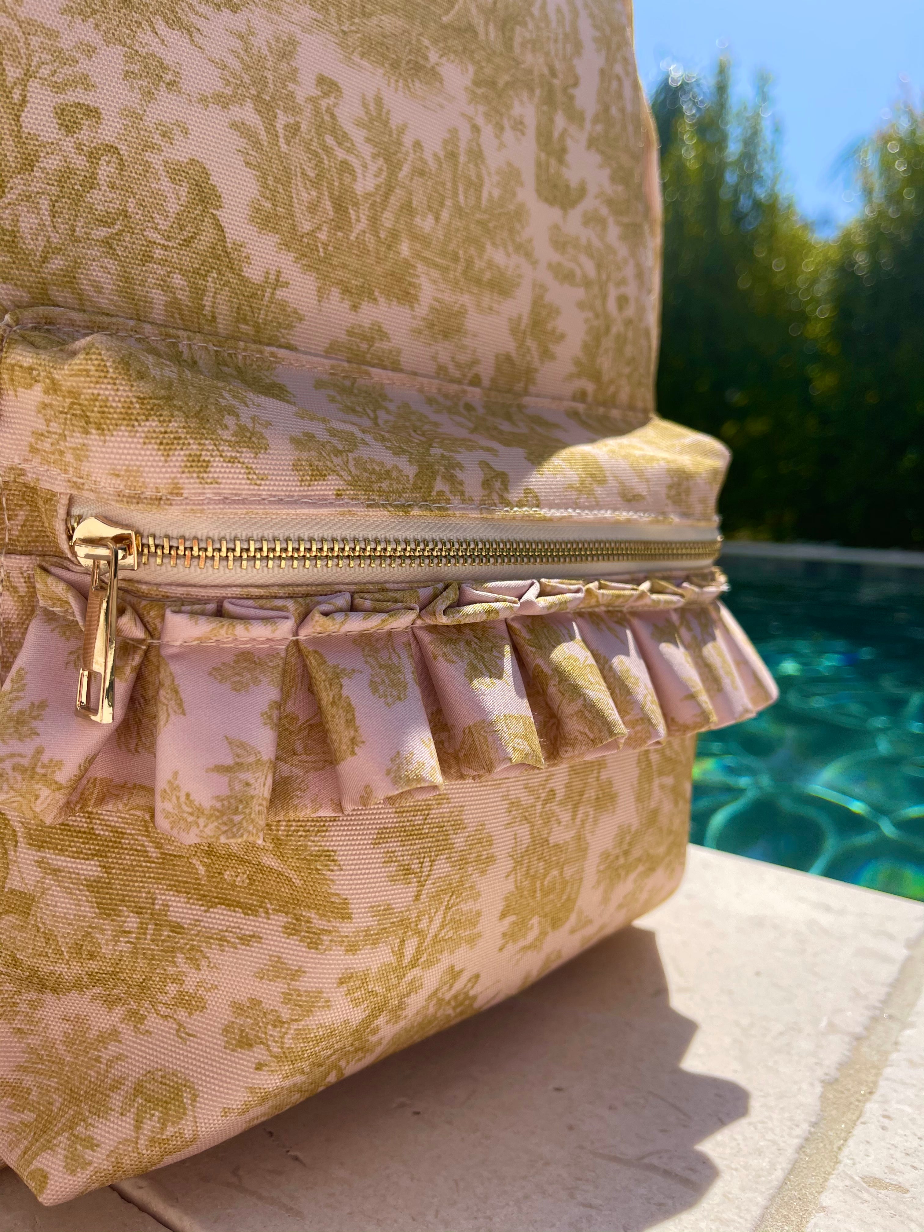 Sofia Ruffled Toile Backpack