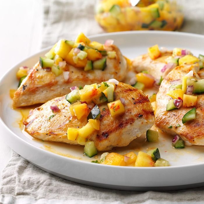 4th of July BBQ: Chicken with Peach-Cucumber Salsa